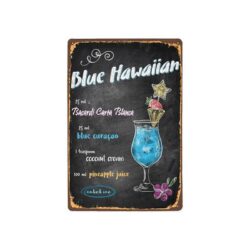 placa metal hawaiana azul vintage
