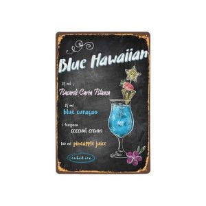 placa metal hawaiana azul vintage