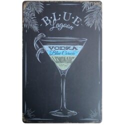 placa metal laguna azul vintage
