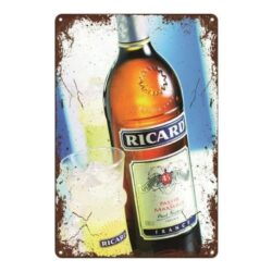 botella placa metalica vintage ricard