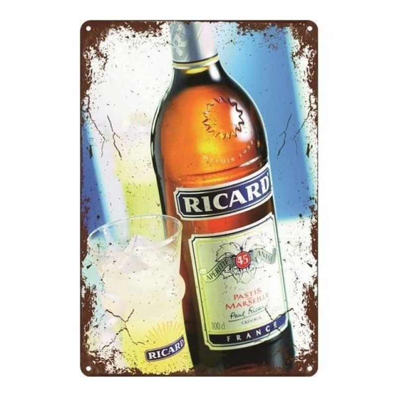 botella placa metalica vintage ricard botella placa metalica vintage ricard