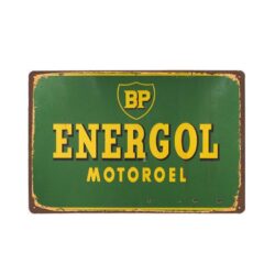 aceite de motor bp vintage con placa de metal