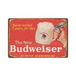 tanque budweiser vintage placa de metal