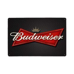 placa de metal budweiser vintage rojo negro