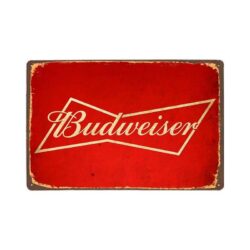 plato de metal rojo budweiser vintage