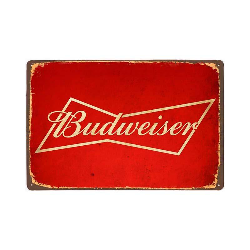 plato de metal rojo budweiser vintage plato de metal rojo budweiser vintage