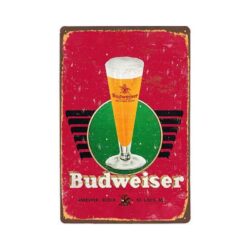 placa metal vidrio budweiser vintage