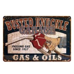 placa metal vintage garaje nudillo reventado