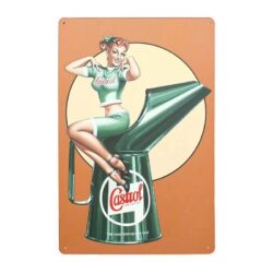 placa metal vintage castrol aceite pin up