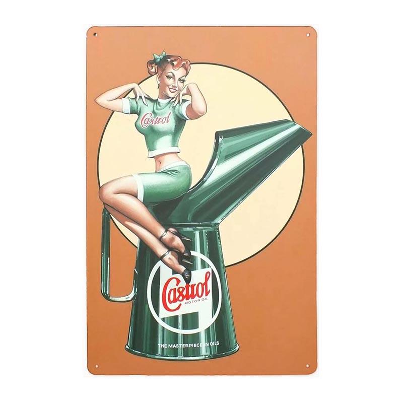 placa metal vintage castrol aceite pin up placa metal vintage castrol aceite pin up