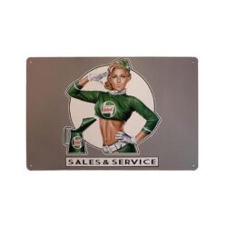 placa metal pin up castrol vintage