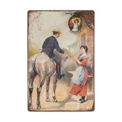 cerveza cavalier con placa de metal vintage