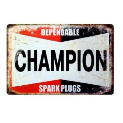 placa metal vintage campeon bujias confiables 1