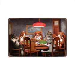 poker perros vintage placa metalica