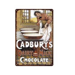 cadburys de chocolate vintage con plato de metal
