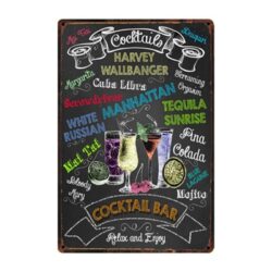 barra de cocteles vintage placa de metal
