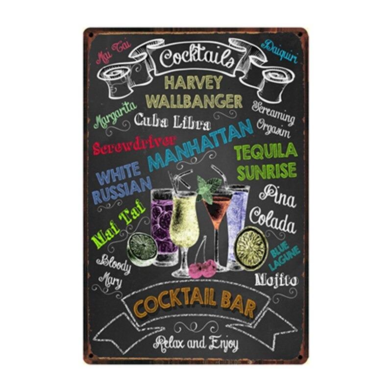barra de cocteles vintage placa de metal barra de cocteles vintage placa de metal