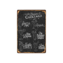 cocteles clasicos con placa de metal vintage