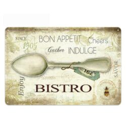 bistro cubiertos con plato de metal vintage