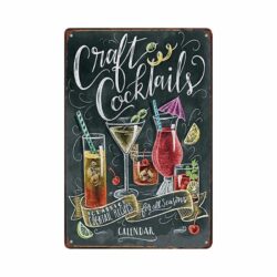 placa metal cocteles artesanales vintage