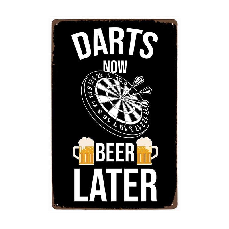 placa de metal vintage dardos y cervezas placa de metal vintage dardos y cervezas
