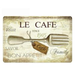 plato de metal vintage tenedor el cafe