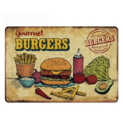 hamburguesas gourmet vintage en plato de metal