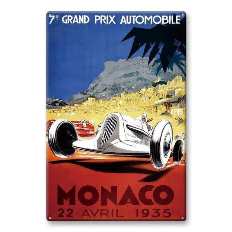 placa de metal vintage gran prix monaco 1935 placa de metal vintage gran prix monaco 1935