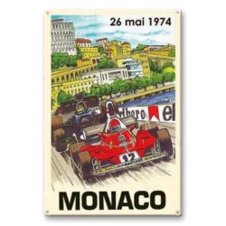 placa de metal vintage gran prix monaco 1974