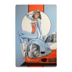 letrero de metal vintage pin up morena del golfo