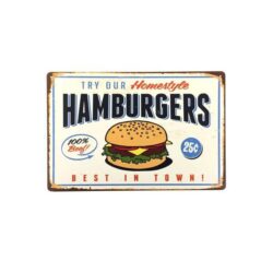 plato de metal para hamburguesas vintage