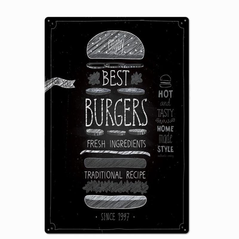 hamburguesa con placa de metal vintage blanco y negro hamburguesa con placa de metal vintage blanco y negro