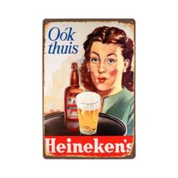 placa metal vintage heineken mujer