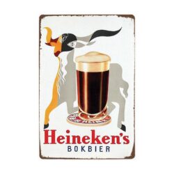 placa metal vintage vidrio heineken