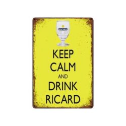 plato metal vintage manten la calma y bebe ricard