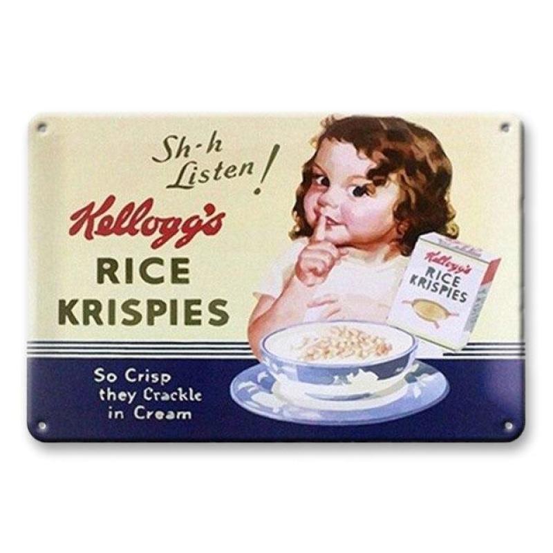 kelloggs rice krispies con plato de metal vintage kelloggs rice krispies con plato de metal vintage