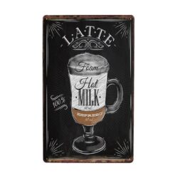 placa de metal vintage latte caliente