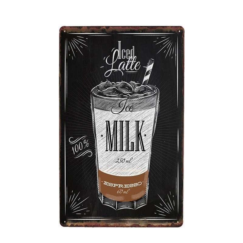 placa de metal vintage latte glace placa de metal vintage latte glace