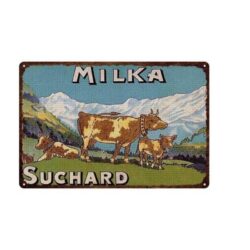 placa de metal vintage milka suchard vaca