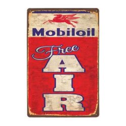 placa metal vintage mobiloil libre aire