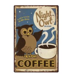 pajaro nocturno placa de metal vintage