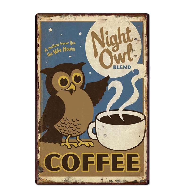pajaro nocturno placa de metal vintage pajaro nocturno placa de metal vintage