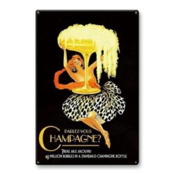 placa de metal vintage hablas champagne