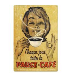 pausa para cafe con plato de metal vintage