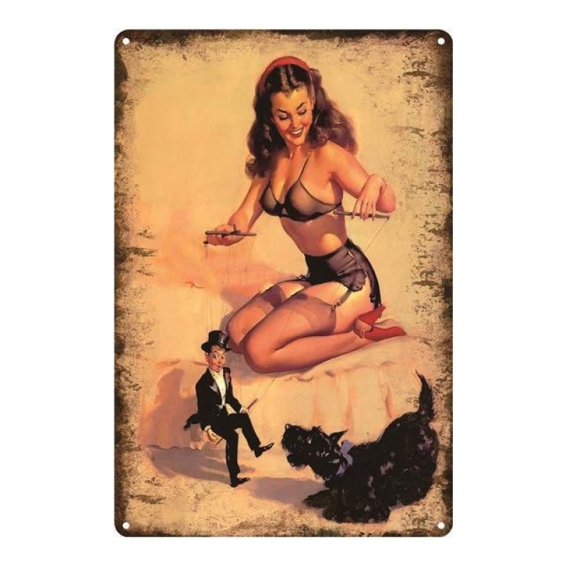 placa metal vintage pin up anos 50 placa metal vintage pin up anos 50