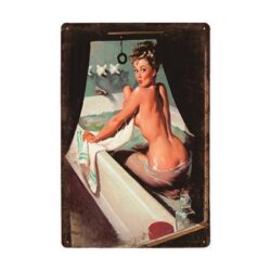 placa metal vintage pin up banera