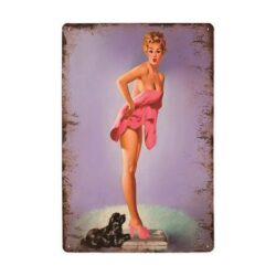 placa metal vintage pin up equilibrio