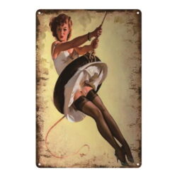 columpio pin up vintage con placa de metal