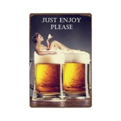 cerveza pin up vintage placa de metal