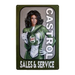placa metal vintage pin up castrol